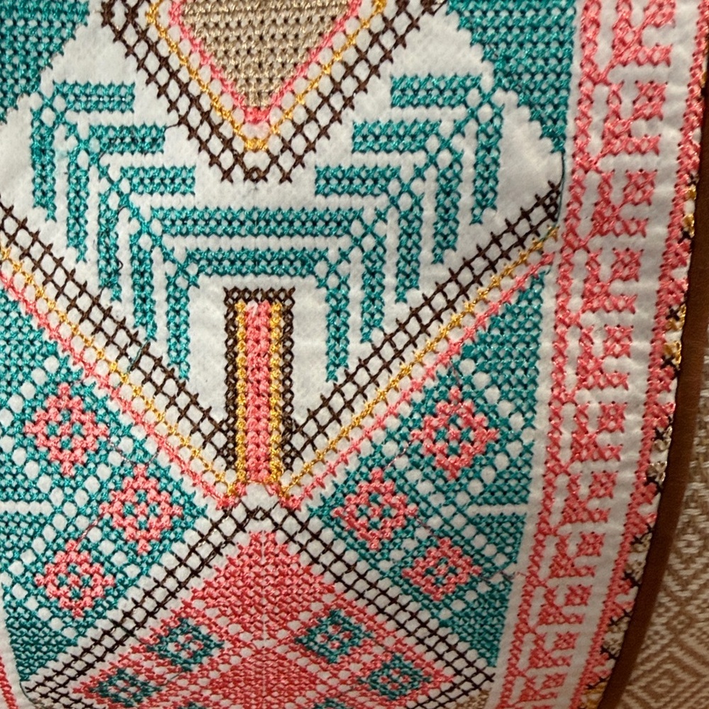 Boho Geometric Embroidered Vegan Shoulder Bag Boutique Style